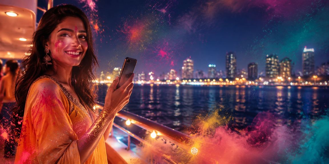 Live casino players enjoying Holi festival atmosphere in Mumbai